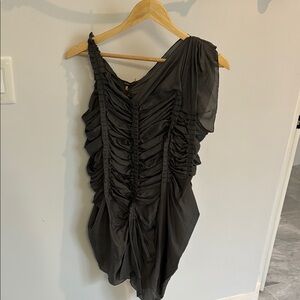 Vera Wang Grayish Asymmetrical Ruched Cocktail Dress Size 4 US/ EU 38